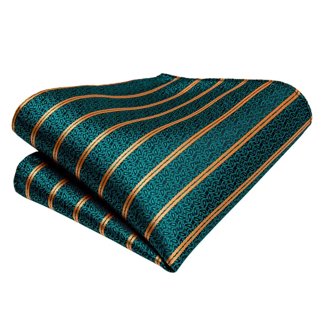 Зеленый Золотой Полосатый галстук для мужчин Шелковый регулируемый бабочка Hanky