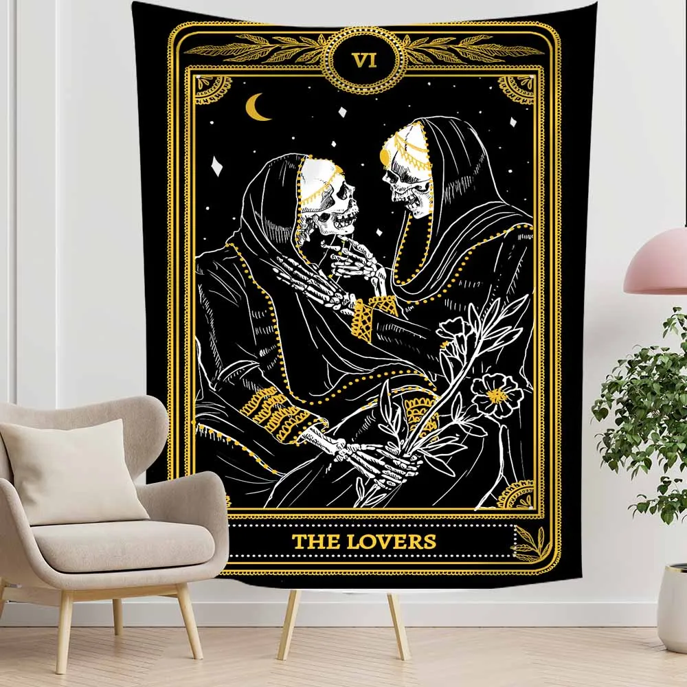 

Tapestry Wall Hanging ThinTai Chi Skeleton Mysterious Theme Printed Wall Tapestry Home Bedroom Decor 0.75*1/1.3*1.5/1.5*2m 1pc