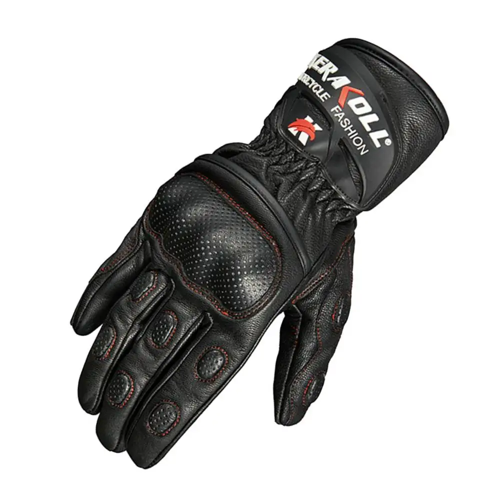 

Motorcycle Gloves Genuine Cow Leather Perforated Moto Gloves Long Wrist Men Motocross Gloves Motorbike Riding Gloves