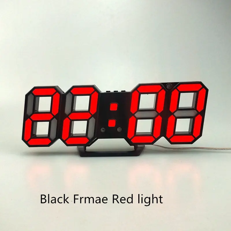 Red B 3D светодиодный цифровые настенные часы 24/12 часов Дисплей 3 Яркость уровней затемнения Ночная Повтор Функция для дома Кухня для офиса - Цвет: Red B