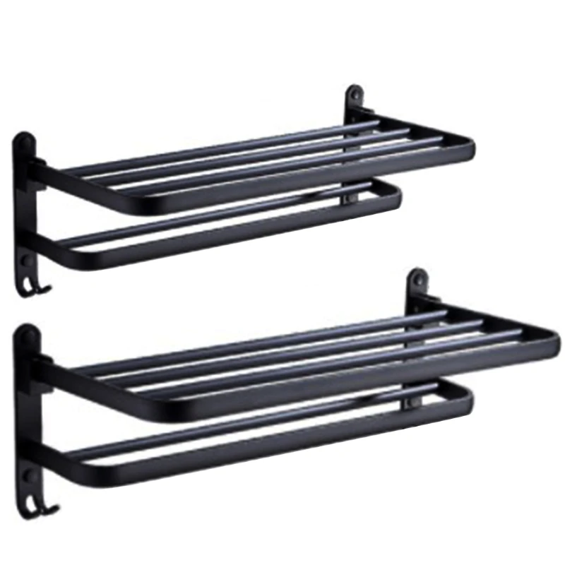 

Punch-free Wall Mount Bathroom Towel Storage Rack Double-layer Waterproof Rustproof Wall Shelf Floating Strong Bearing