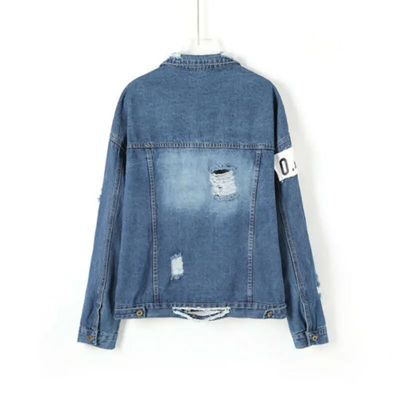 

Women's Classic Casual Hip Hop Denim Jean Jacket Ripped Dtstress Jacket Coat