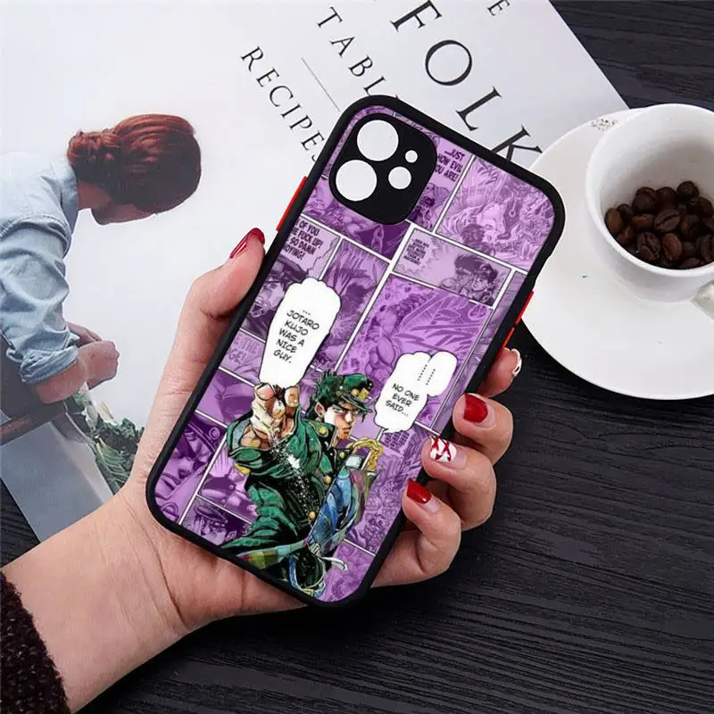 

JOJO BIZARR ADVENTUR anime Phone Case Transparent Matte for iPhone 7 8 11 12 s mini pro X XS XR MAX Plus cover funda