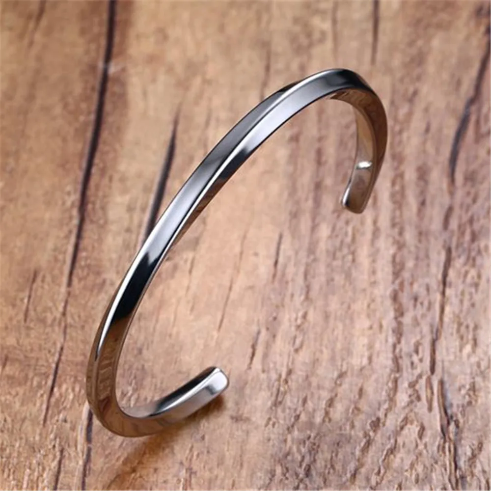 Мужской простой витой резной Браслет манжета звенья цепи Открытый браслет из