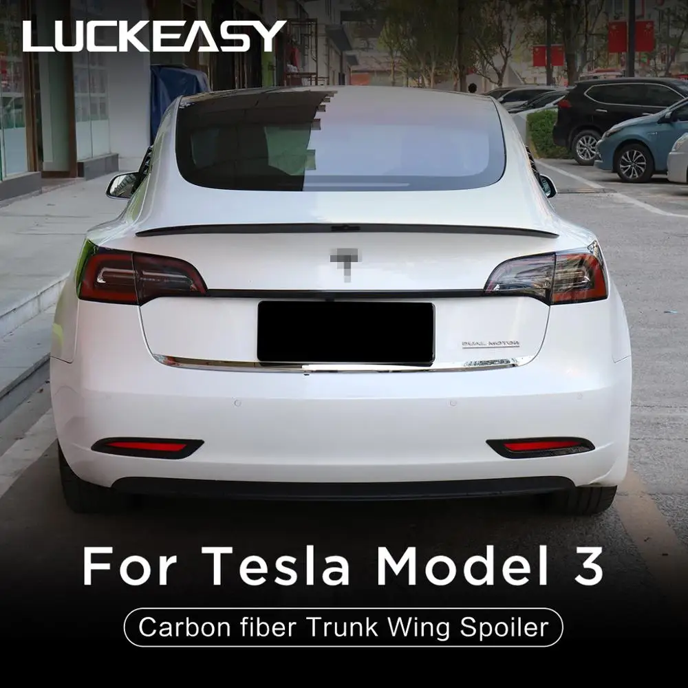 

LUCKEASY High performance version carbon fiber trunk wing spoiler for Tesla Model 3 2017-2020 Resin trunk spoiler wing