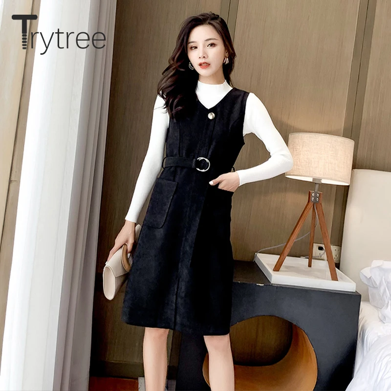 Trytree осенне-зимний комплект из двух предметов повседневный вязаный свитер с