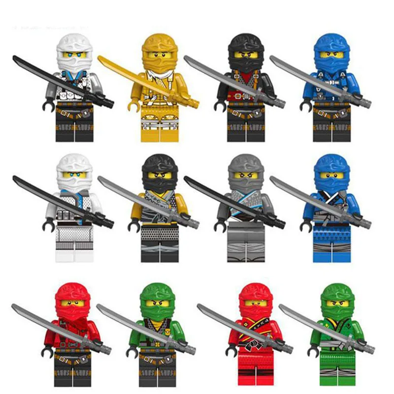 12 шт. Ninjago Legoings фигурки блоки Набор для мальчиков 2018 Новинка Фигурки много LIoyd Zane Kai