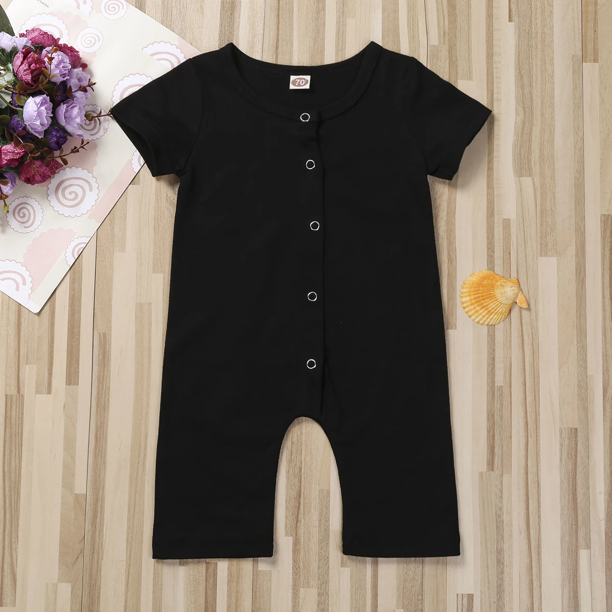 Комбинезон детский с коротким рукавом на пуговицах|Ромперы| |