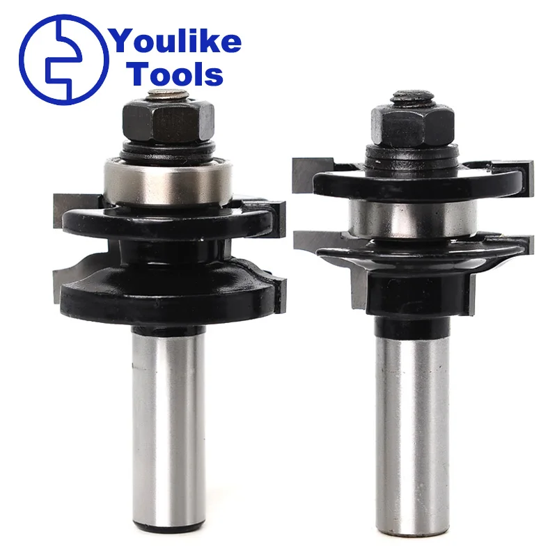 

12mm 1/2" Shank 2pcs set Rail & Stile Router Bits Matched 2 Bit Ogee Tenon Cutter Door Window Woodworking Tools