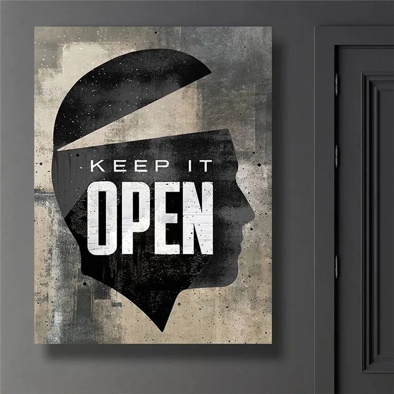 

Poster Text Canvas Painting Keep It Open Motivational Quote Hustle Artwork Wall Canvas Art Decor Wall Art Picture for Home Decor