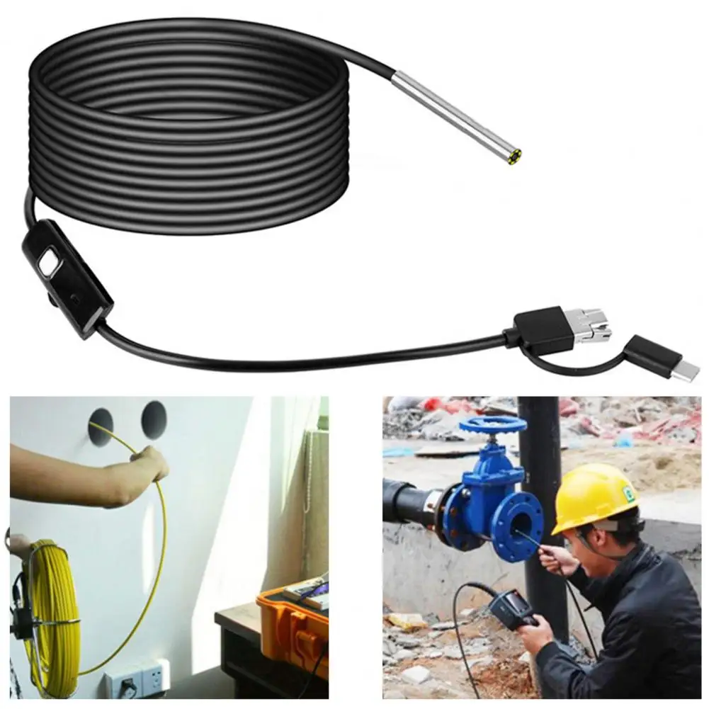 

AN100 Inspection Camera Endoscope HD Detect Instruments 3-in-1 Interface High Definition 3.9mm Endoscope for Mobile Phone
