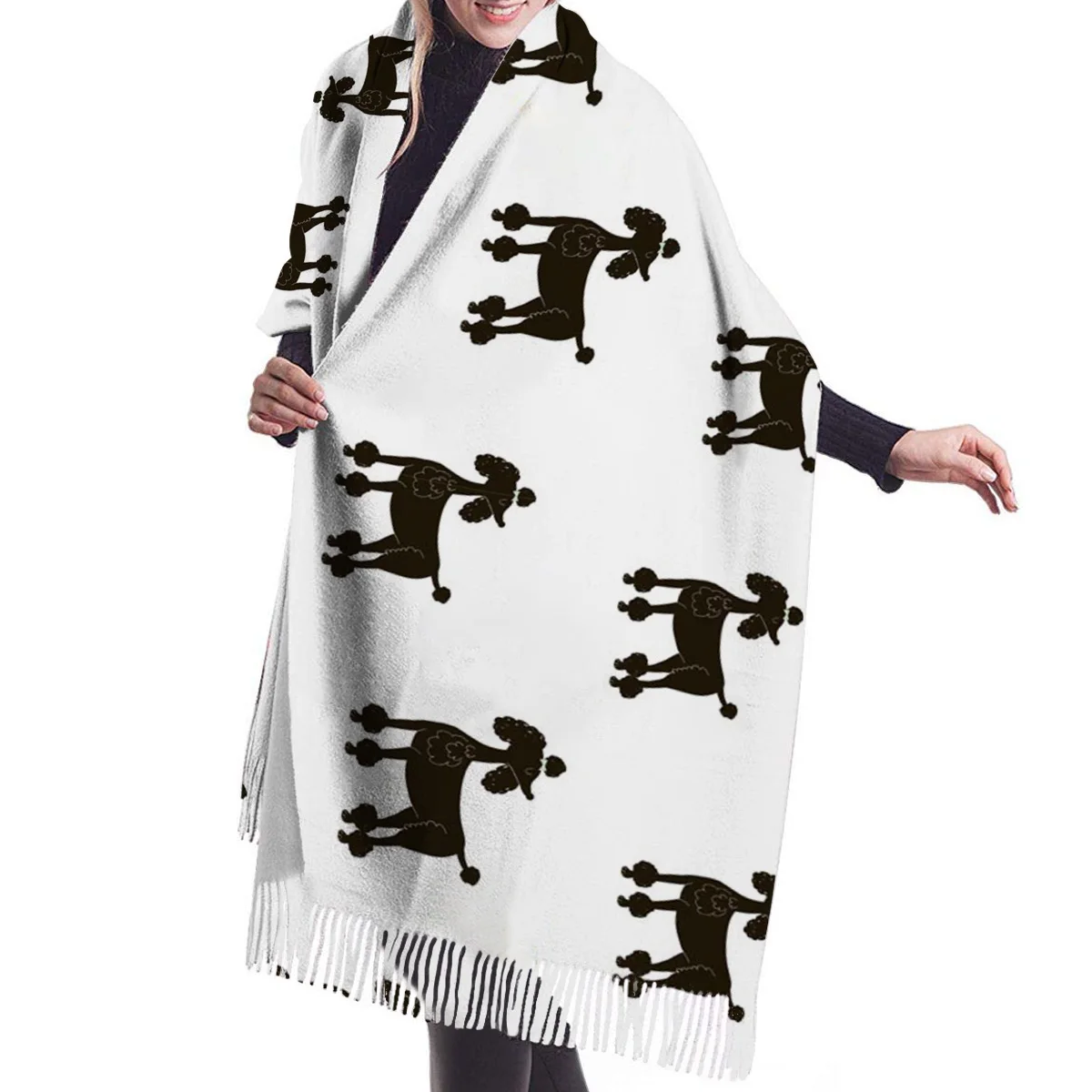 Одеяло с животным черного щенка Тедди шаль шерстяная для женщин дизайнерская