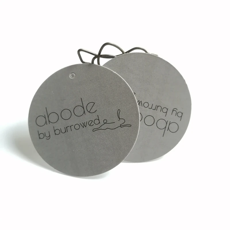 Модная печатная бирка с логотипом высечки круглой формы ценник на заказ этикетки