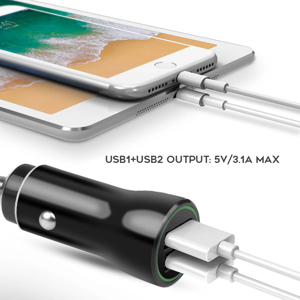 2 usb порта 3.1A автомобильный сигаретный адаптер питания Автомобильное зарядное устройство двойной USB телефон зарядное устройство для Xiaomi huawei gps навигация зарядка MD1