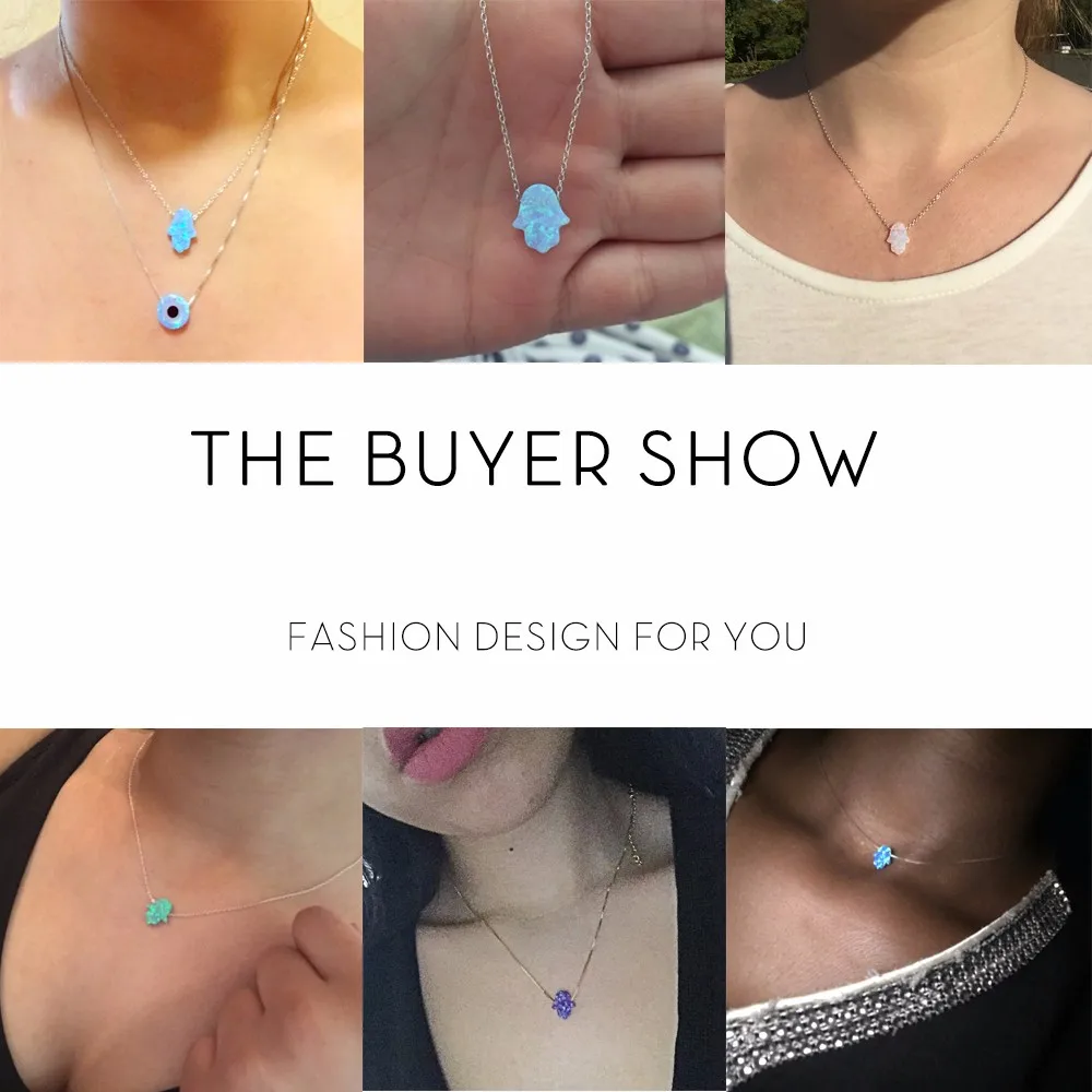 Арабский синий хамса руки опал кулон рука Фатимы ожерелье из нержавеющей стали