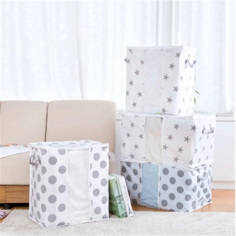 Большая емкость Нетканая печатная отделка одеяла сумка для хранения Одеяло