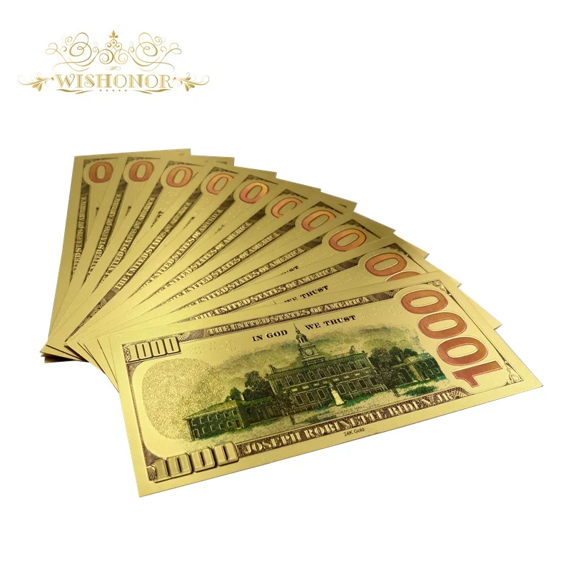 

New Year 2021 10pcs/lot America President Biden Banknotes 1,000 Dollar Banknote in 24k Gold Plated Fake Money For Business Gift