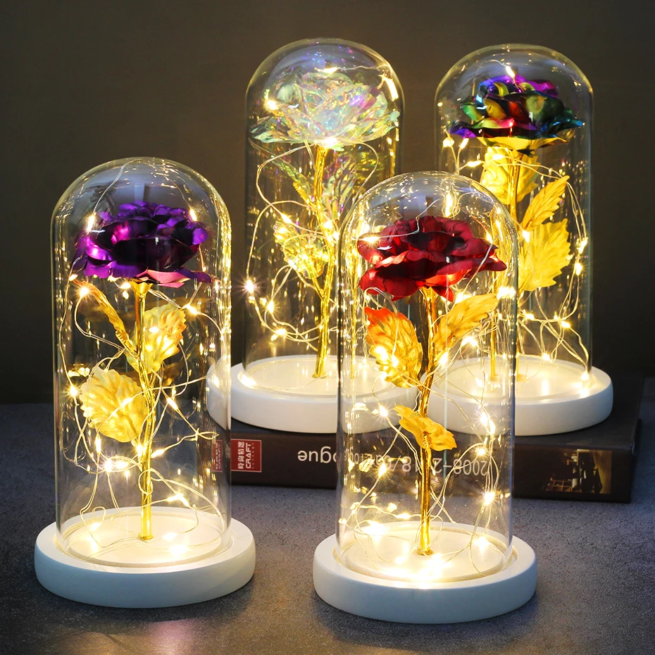 Красота и чудовище РОЗА светодиодная зачарованная Галактическая Роза вечный