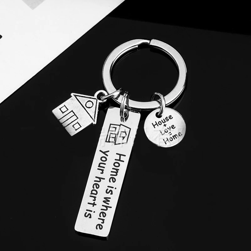Брелок для ключей из нержавеющей стали дома и с вашим сердцем | Украшения