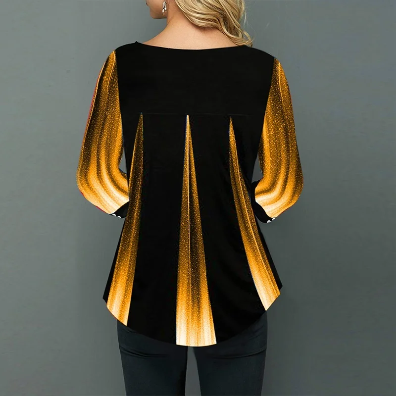 

Fashion Summer Woman Blouses Stripe Loose Casual Striped Button O-neck Girl Long Sleeve Shirt Top Blouse Button Female Clothing