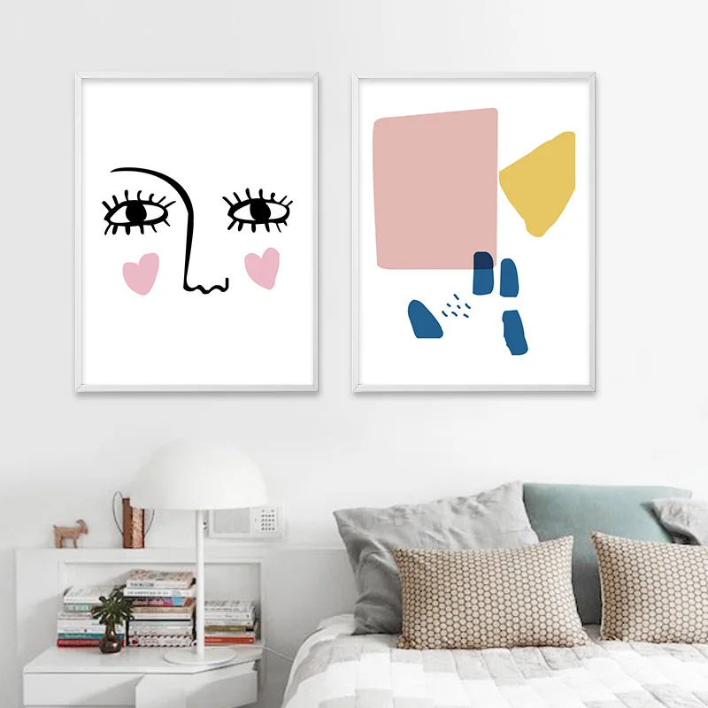 

Lady Face Geometry Canvas Posters and Prints Minimalist Wall Art Abstract Painting Nordic Decoration Pictures Home Decor