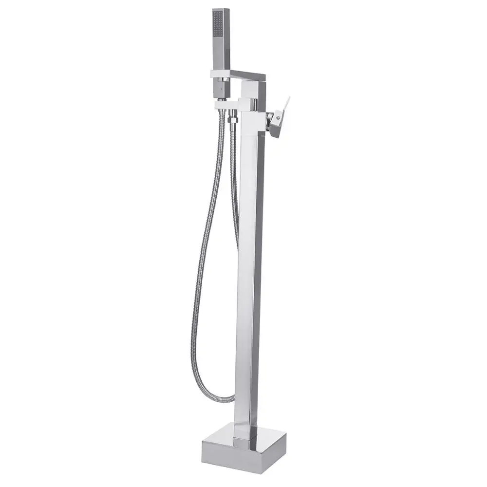 

Chrome Floor Mounted Free Standing Bathtub Faucet Shower Filler Tub Mixer Tap