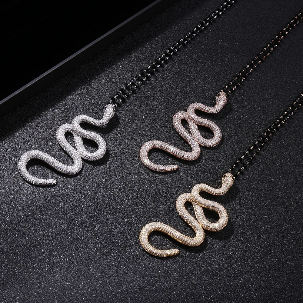 

Luxury Snake Pendant Necklaces for Women 2020 Full Shining CZ Zircon Trendy Female Statemen Jewelry Accessories Bijoux Gift