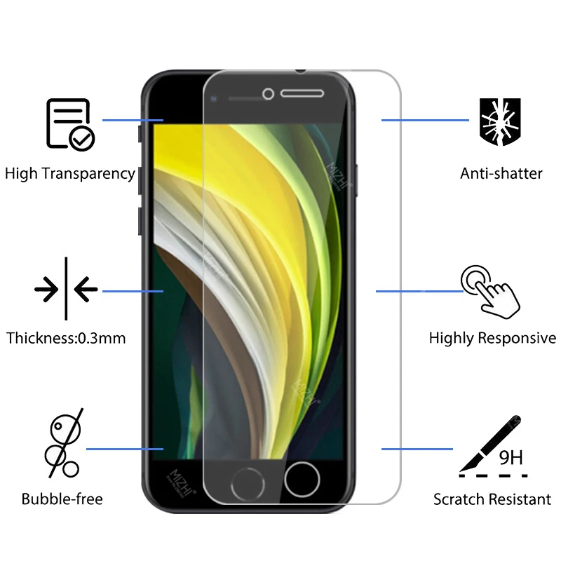 Закаленное стекло для iphone se 2020 Защитная пленка экрана 11 pro max xr x xs 6 7 8 plus 3