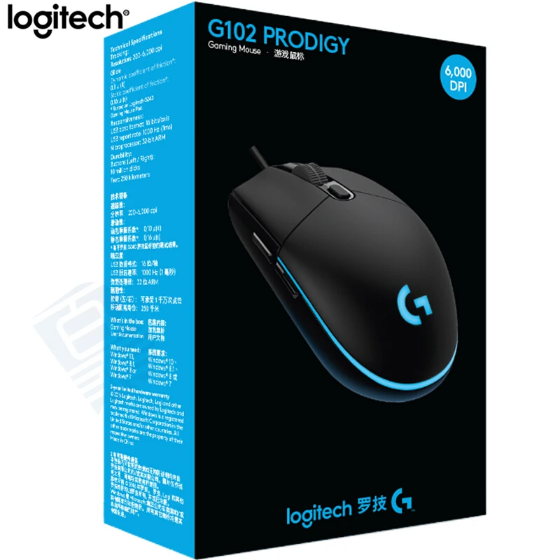 Игровая оптическая мышь Logitech G102 IC progy 8000 точек/дюйм RGB программируемая с 6 кнопками