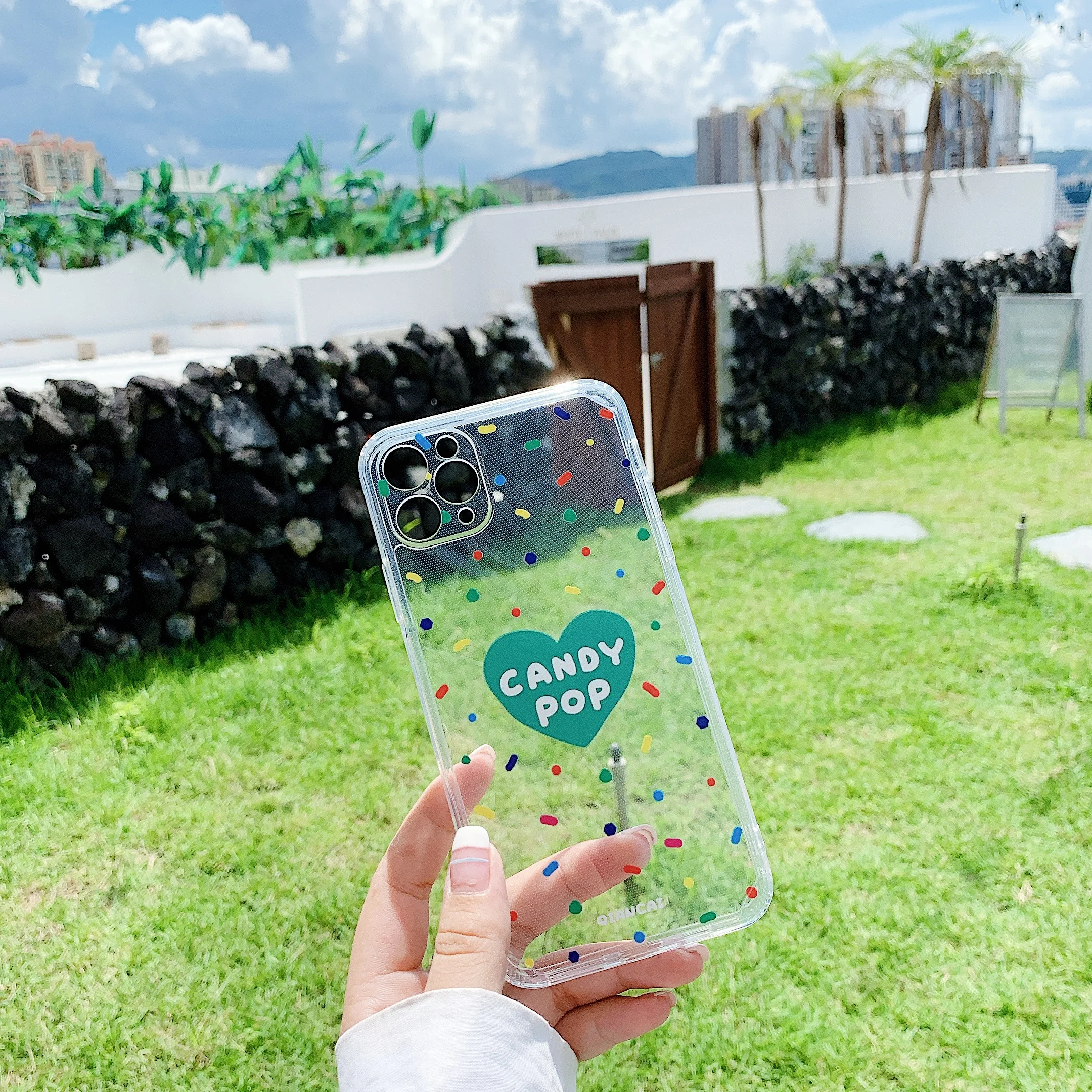 

Korean Style Heart Shape Straight Edge Phone Case For iPhone 12 11 Pro XS Max XR X 7 8 Plus Case Clear Soft TPU Cover Case