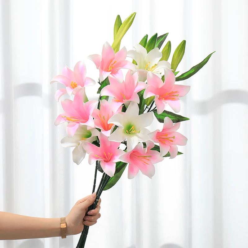 Искусственный цветок лилии филиал высокое качество Лилия Моделирование Цветок