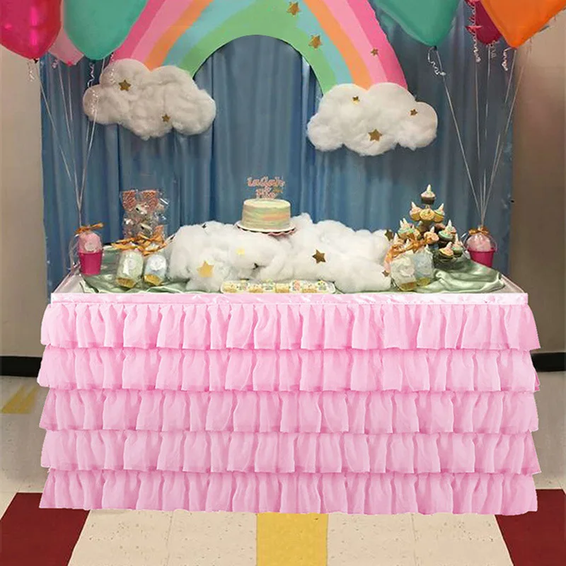 5 Слои Тюль Юбка для стола пачка s Baby Shower День рождения банкетов и свадеб отель