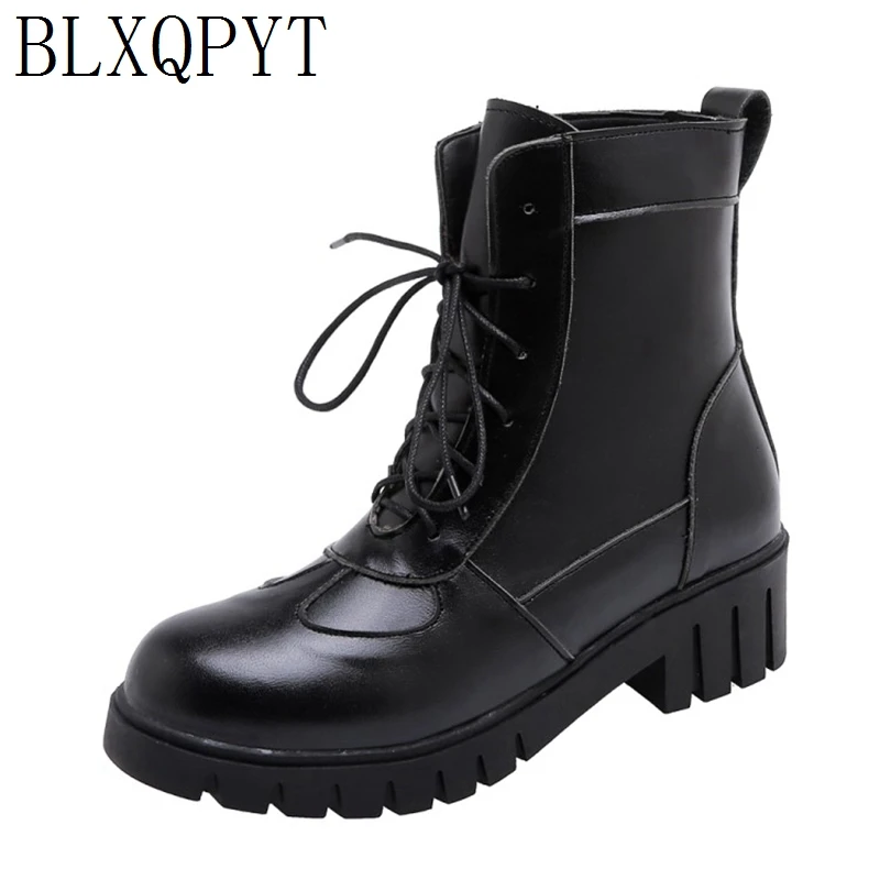 BLXQPYT/женские ботильоны из искусственной кожи высокого качества модная зимняя