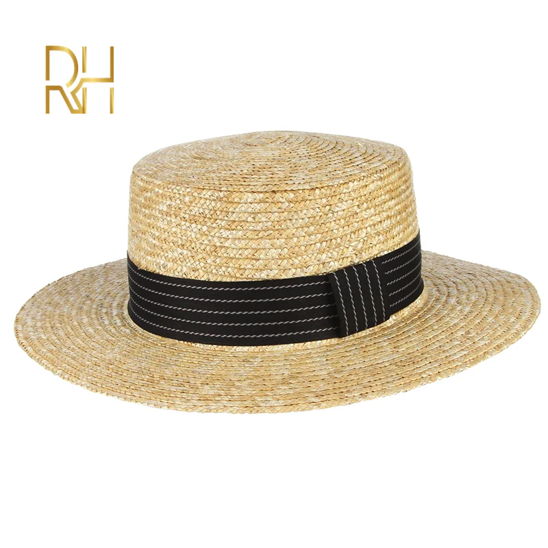 RH летняя плоская шляпа из пшеничной соломы натуральный цвет Женский козырек от