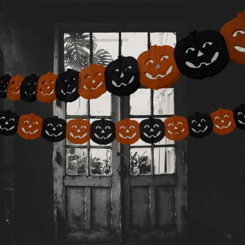 

Halloween Skeleton Spiders Pull Flag Door Hanging Decorative Party Bunting Skeleton Ghost Maple Wreath Garland Decor Banners