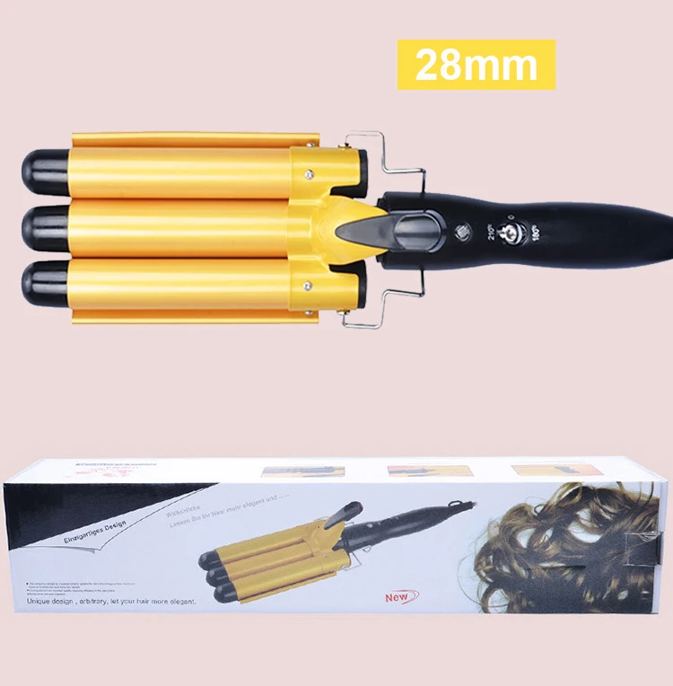 yellow 28mm Pro 20-32 м Автоматические щипцы для завивки керамические бигуди для волос Тройные Бочки для больших волн на волосах щипцы для завивки волос Вэйвер бигуди Инструменты для укладки - Цвет: yellow 28mm