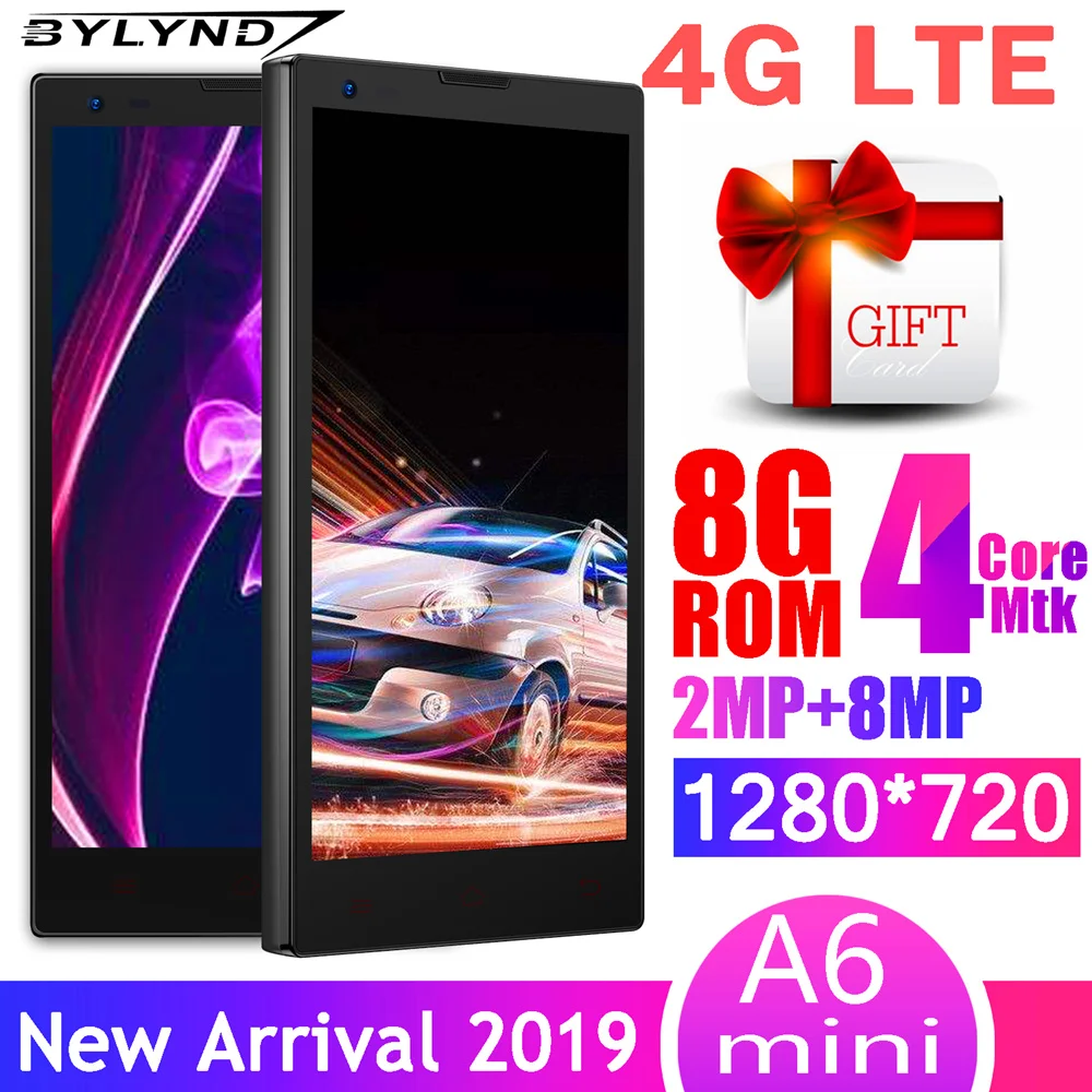 A6 Мини смартфоны четырехъядерный 1G ram + 8G rom 4G LTE 8MP камера android Мобильные телефоны