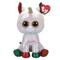 ty christmas gift double sided sequins series rainbow white unicorn stardust shining big eyes childrens toy plush doll souvenir