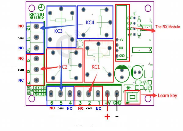 433 MHz Универсальный Радиочастотный пульт дистанционного управления DC 12 V 10A 4CH rf