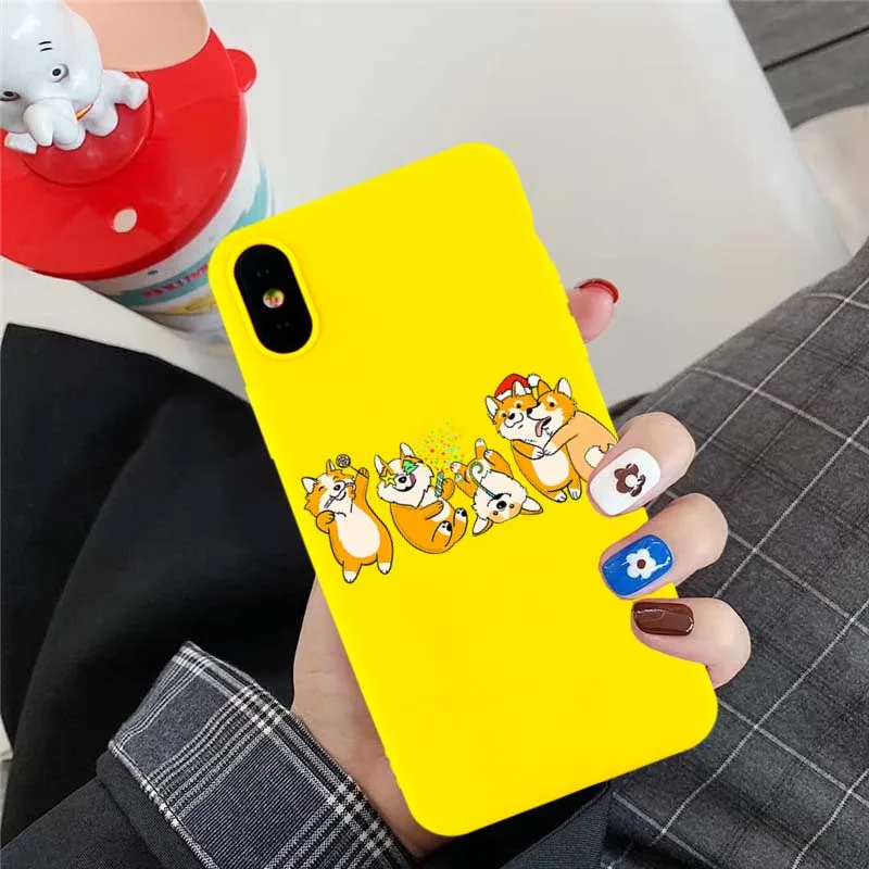 Cute Christmas Phone Covers for IPhone X XS MAX XR 8 7 6s Plus Case Funny Corgi Dog Soft Silicone All-included Back | Мобильные