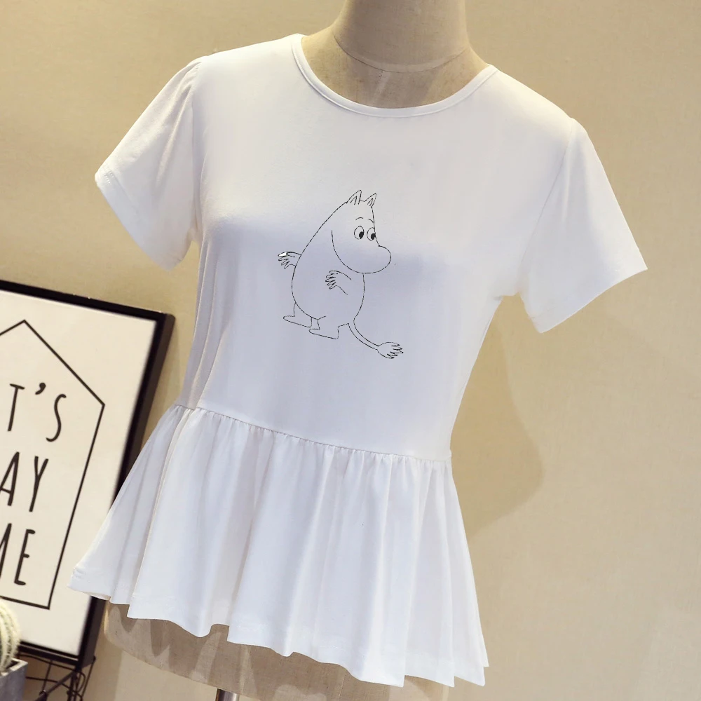 Забавные футболки для женщин с коротким рукавом Camiseta dibujos animados Moomins футболка