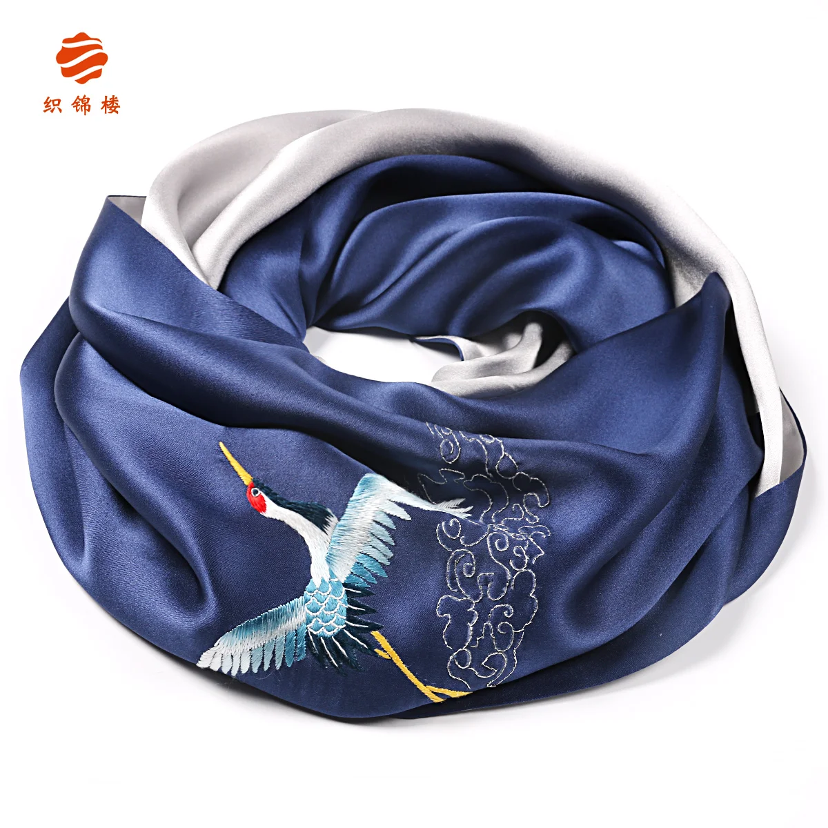 

★Suzhou embroidery mulberry silk silk scarf silk long Chinese Style Embroidered crane silk scarf shawl for women