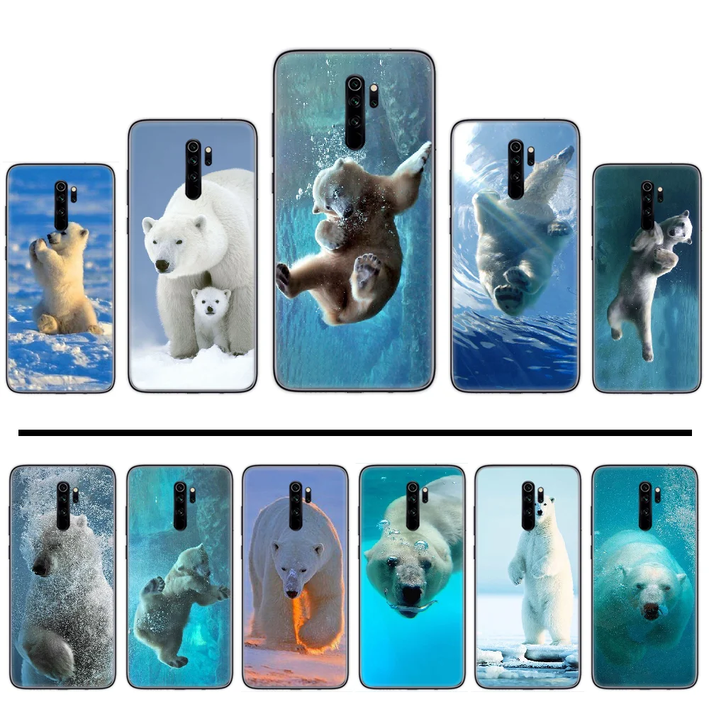 Чехол Polar bear черный мягкий чехол для телефона Xiaomi Redmi Note 4 4x5 6 7 8 pro S2 PLUS 6A