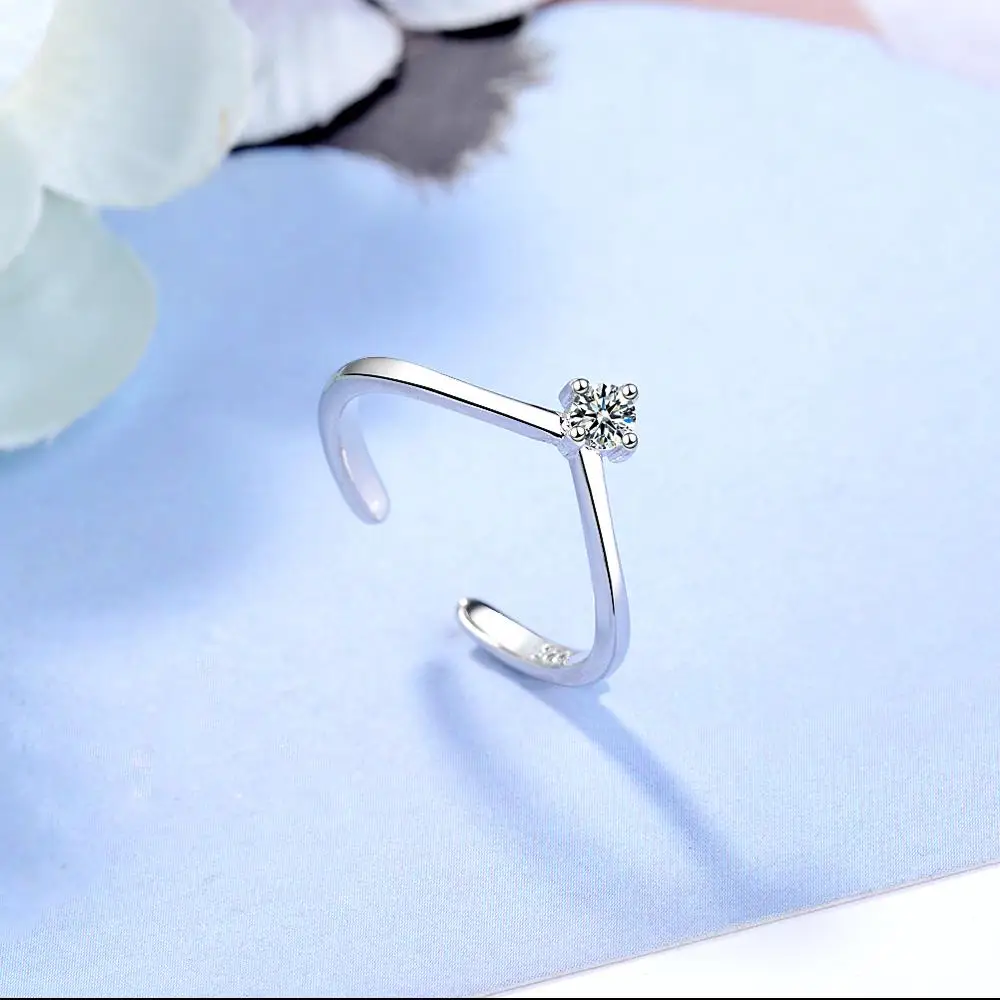 Fashion 100% Real 925 Sterling Zirconia Crown Finger Ring Classic Stackable Silver Jewelry For Women Wedding Christmas Gift | Украшения и