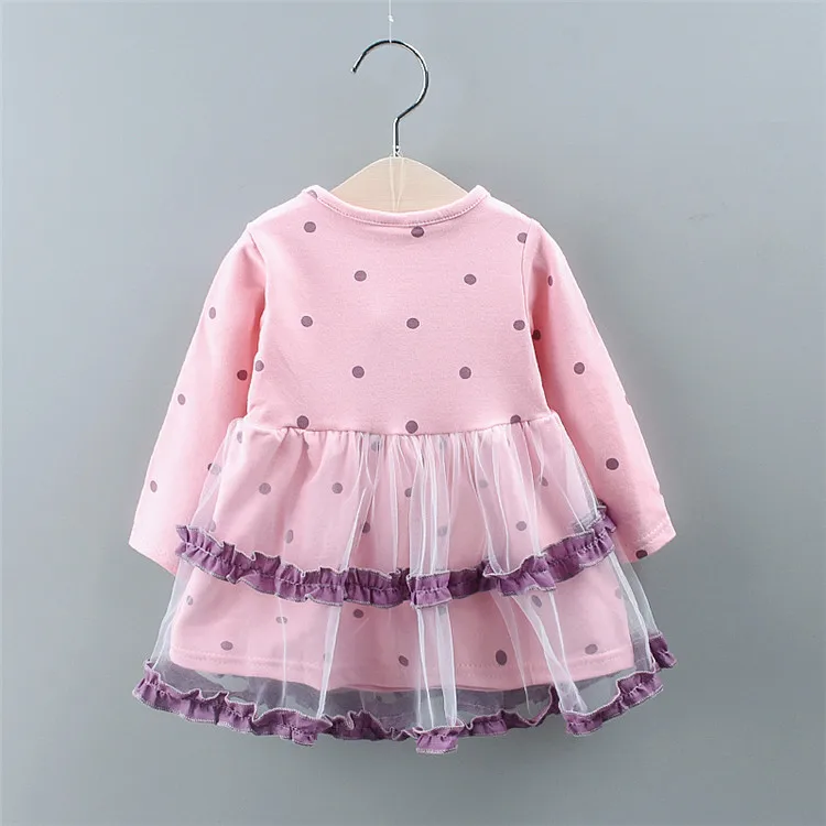 Girls Dress Kids Dot Full Sleeve Birthday Dresses Cute Princess Party Children Clothing Vestidos Baby Clothes 1 2 3 4 Year | Детская