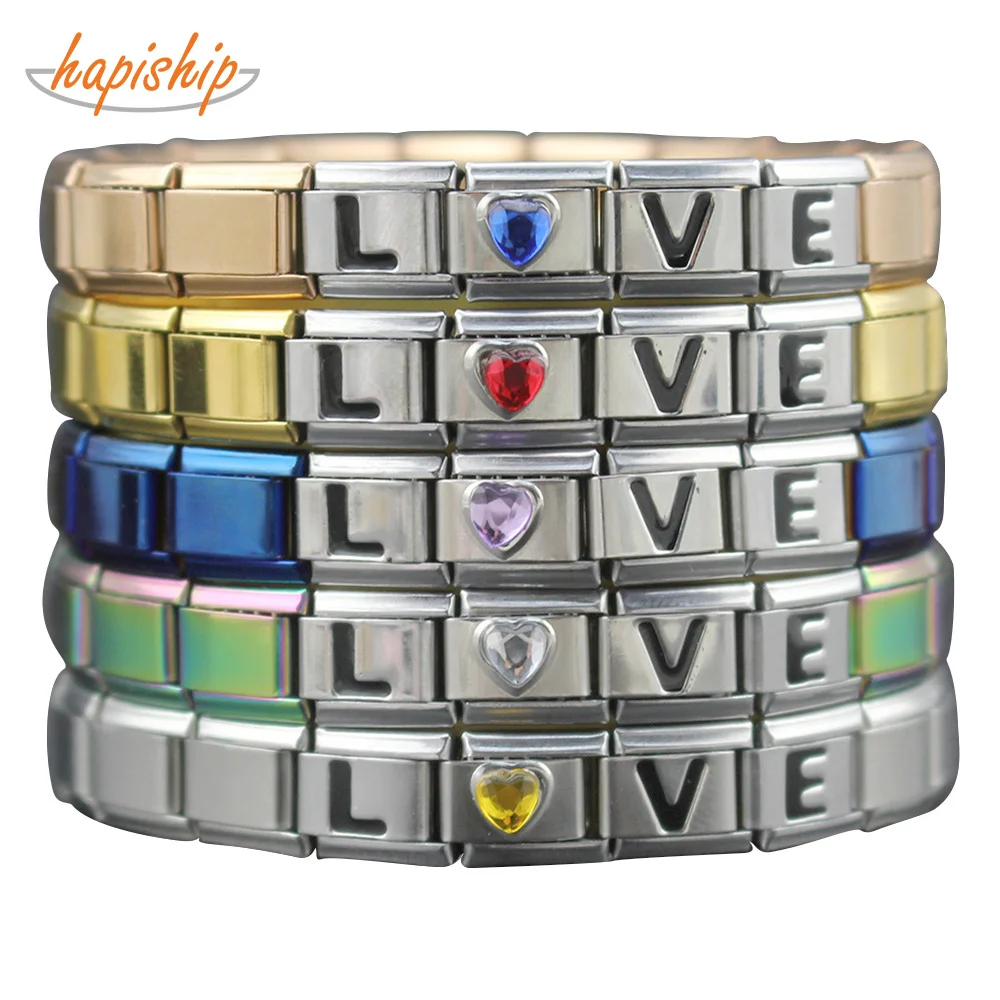 Женский и мужской браслет Hapiship 6 цветов из нержавеющей стали с надписью Love Charm 18