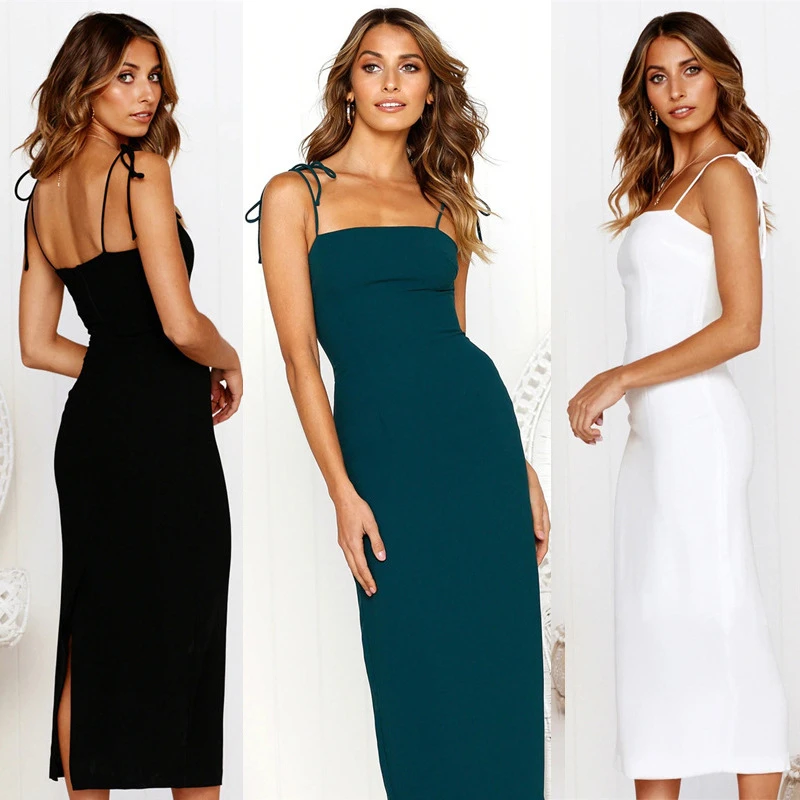 

Summer Pencil Dress Women Sexy Backless Maxi Dress Eleagant Spaghetti Strap Dress Female Casual Party Outfits For Women