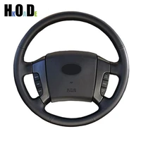 black artificial leather steering wheel covers hand stitched car steering wheel covers for old kia sorento 2004 2008