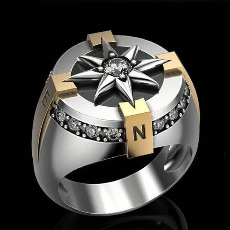 

Men's and women's two-tone cross sun flower micro inlaid round ring party prom holiday gift jewelry creative wholesale