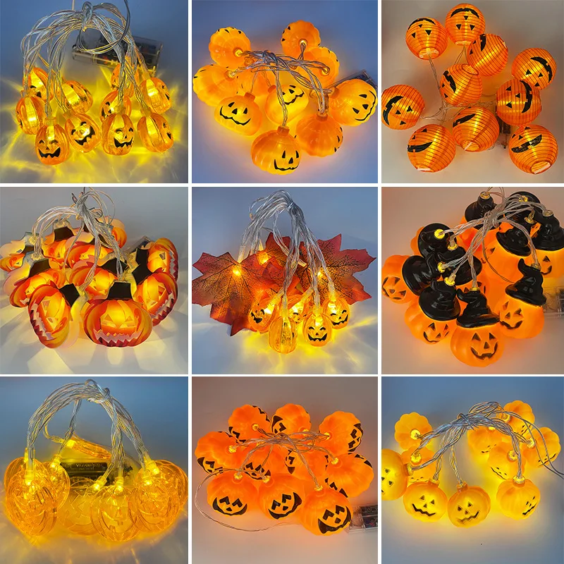 

1.65m 10Led Halloween Pumpkin Ghost Skeletons Bat Spider Led Light String Festival Bar Home Party Decor Halloween Ornaments